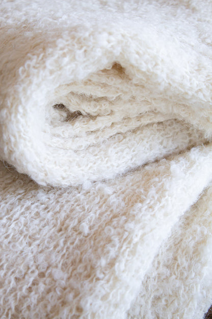 Manta Alpaca Suri Bouclé Ecru 180x100 cms