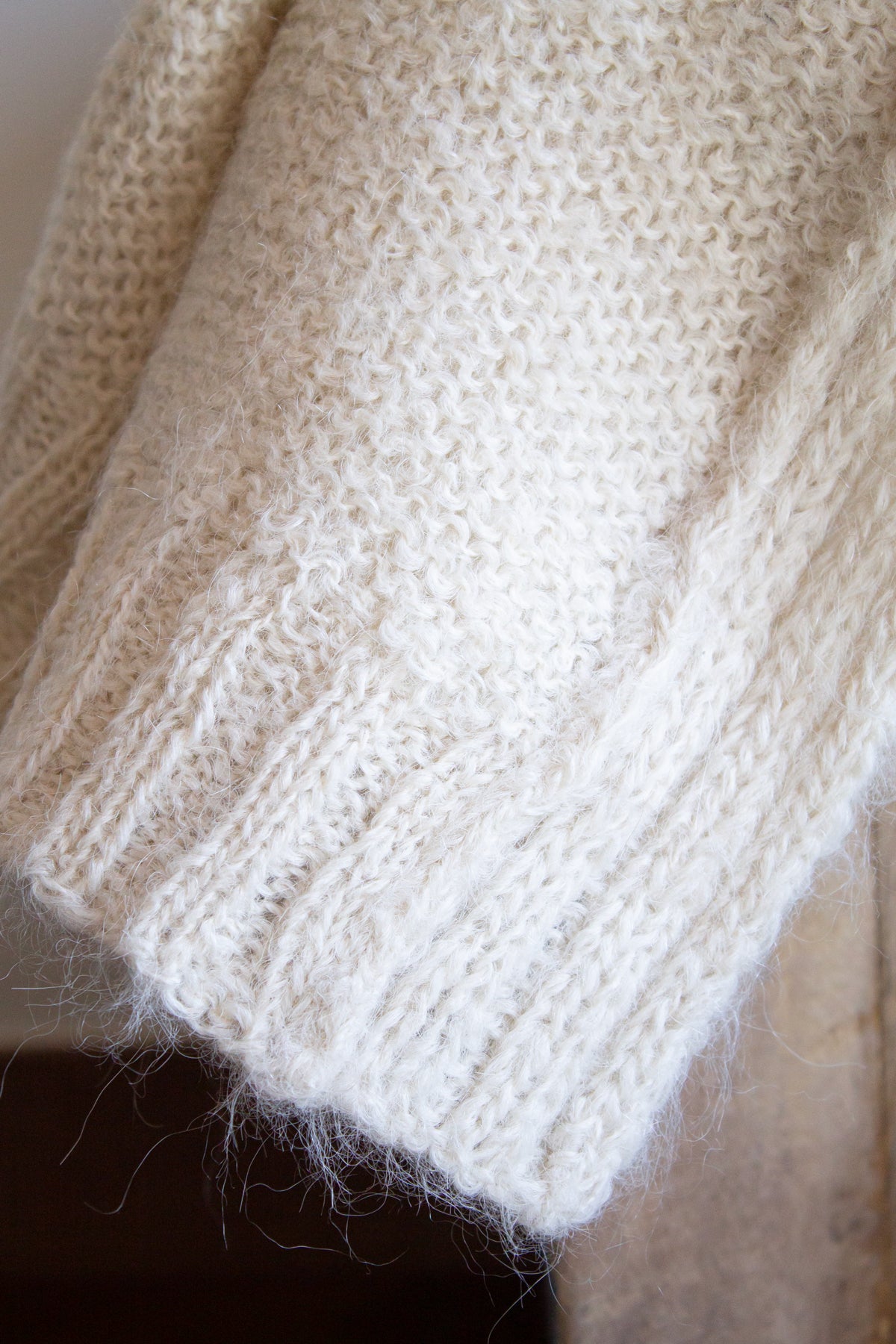 Manta Alpaca Suri Peinada Ecru 80x190 cms