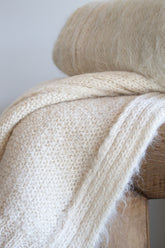 Manta Alpaca Suri Peinada Ecru 80x190 cms